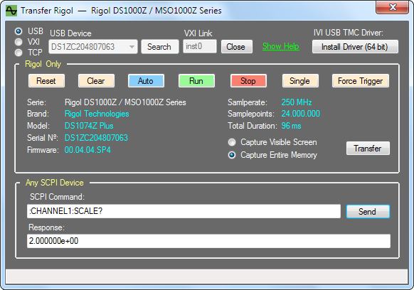 Oszi Waveform Analyzer - SCPI USB VXI TCP Transfer